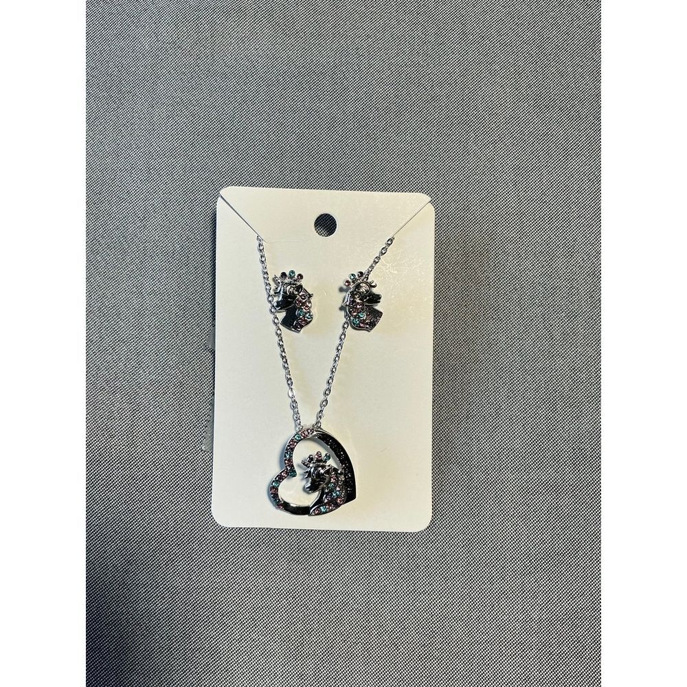 Silver Unicorn‎ Necklace Earrings set child size